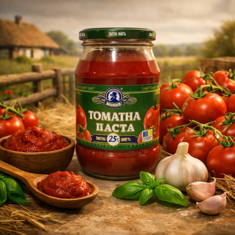 Томатна паста 25% ТМ "Жирнов" скляна банка 0,480г 