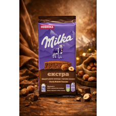Шоколад молочний з горіховим праліне "Milka  Extra" 190гр
