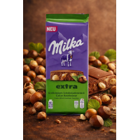Шоколад молочний з цілими горіхами "Milka Extra" 190гр