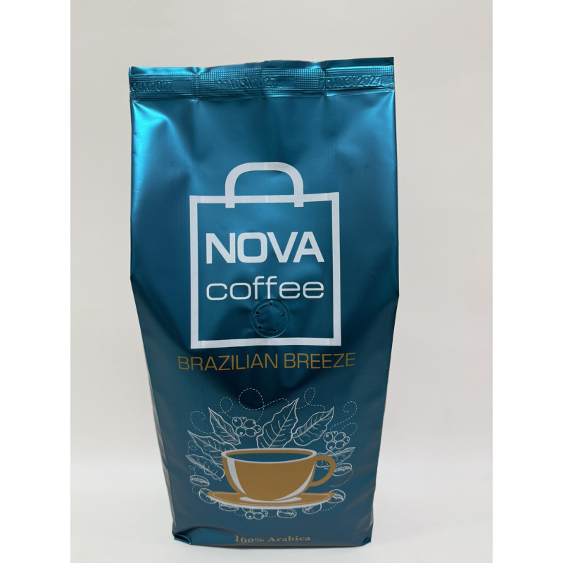 Кава натуральна смажена в зернах ТМ "Nova coffe" Brazilian Breeze 1кг.