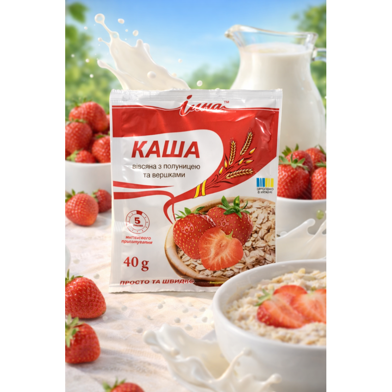 Каша вівсяна з полуницею та вершками  "Ілна" 40г