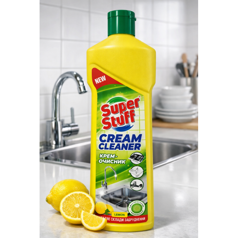 Крем для чищення поверхонь Super Stuff Lemon 500 мл Крем для чищення поверхонь Super Stuff Lemon 500 мл